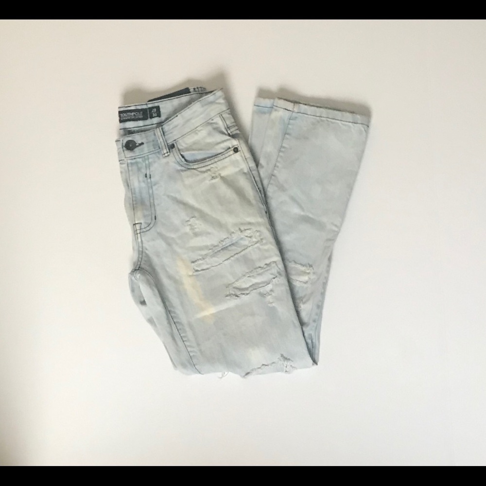 Slightly Distressed Denim Jeans